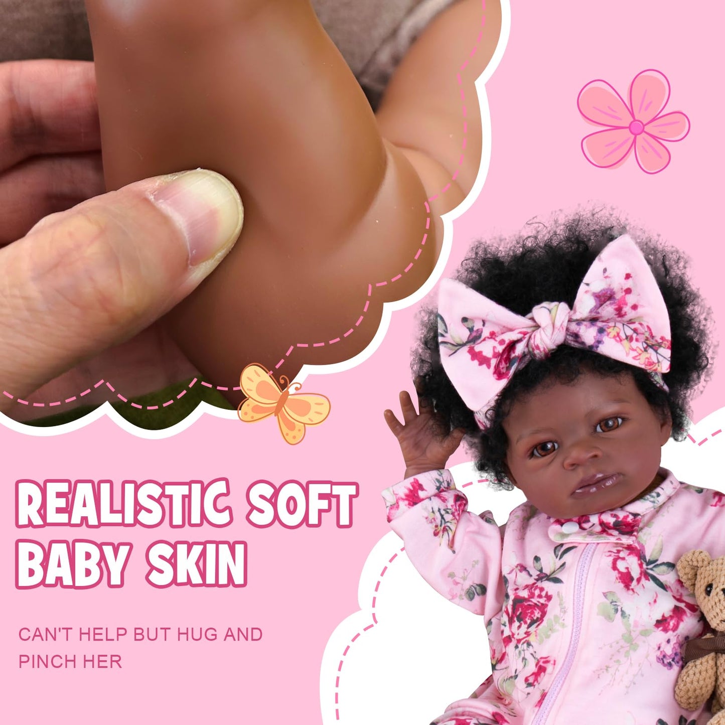 Aori Reborn Baby Dolls Black - 20 Inch Lifelike Black American Girl, Realistic Soft Vinyl Newborn Dolls With Weighted Cloth Body, Set For Kids 3+