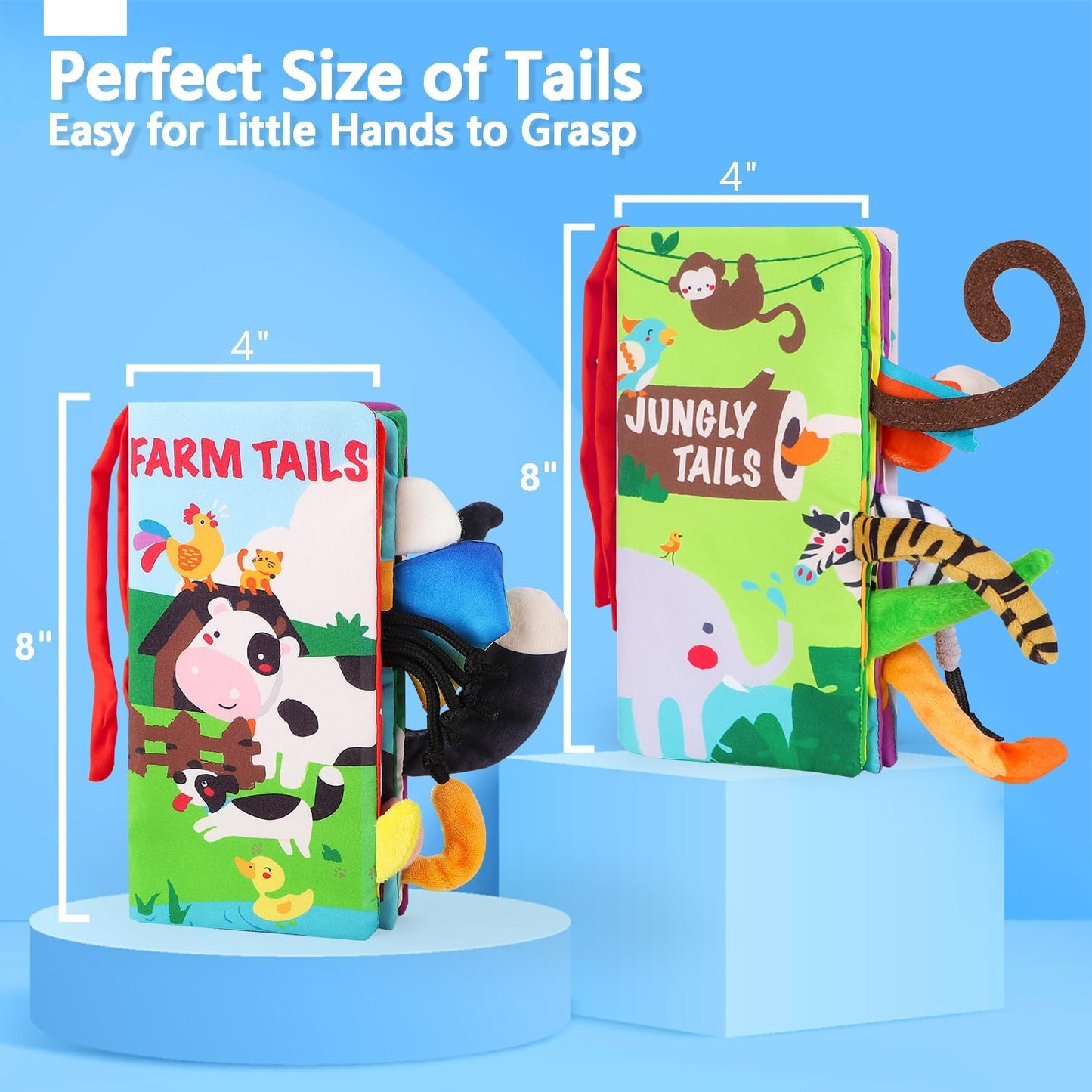 Beiens Baby Books 0-6 Months, 2Pcs Baby Toys 0-3-6-12-18 Months, Touch Feel Sensory Cloth Crinkle Soft Books, Tummy Time Toys, Stroller Infant Newborn Toys, Boy Girl Shower Gifts