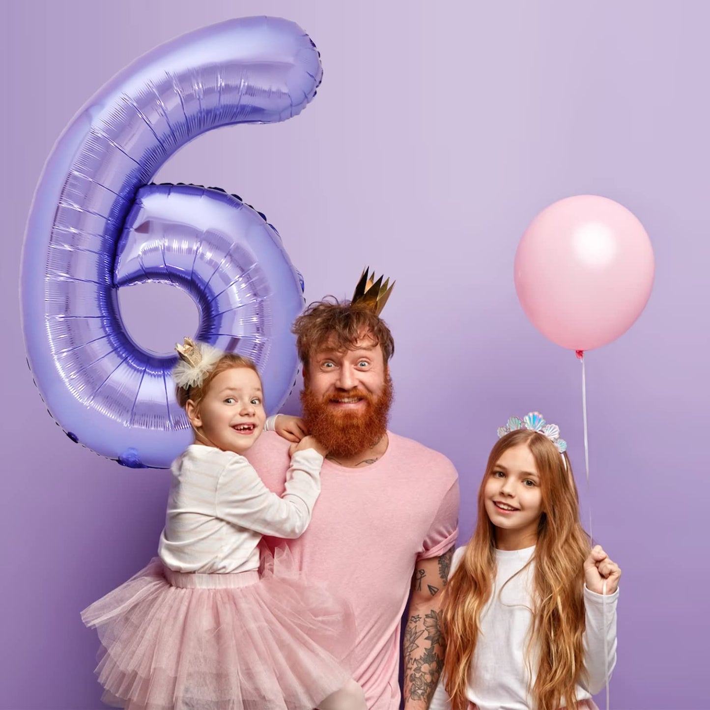 40 Inch Giant Purple Number 6 Balloon, Helium Mylar Foil Number Balloons For Birthday Party, 6Th Birthday Decorations For Kids,
