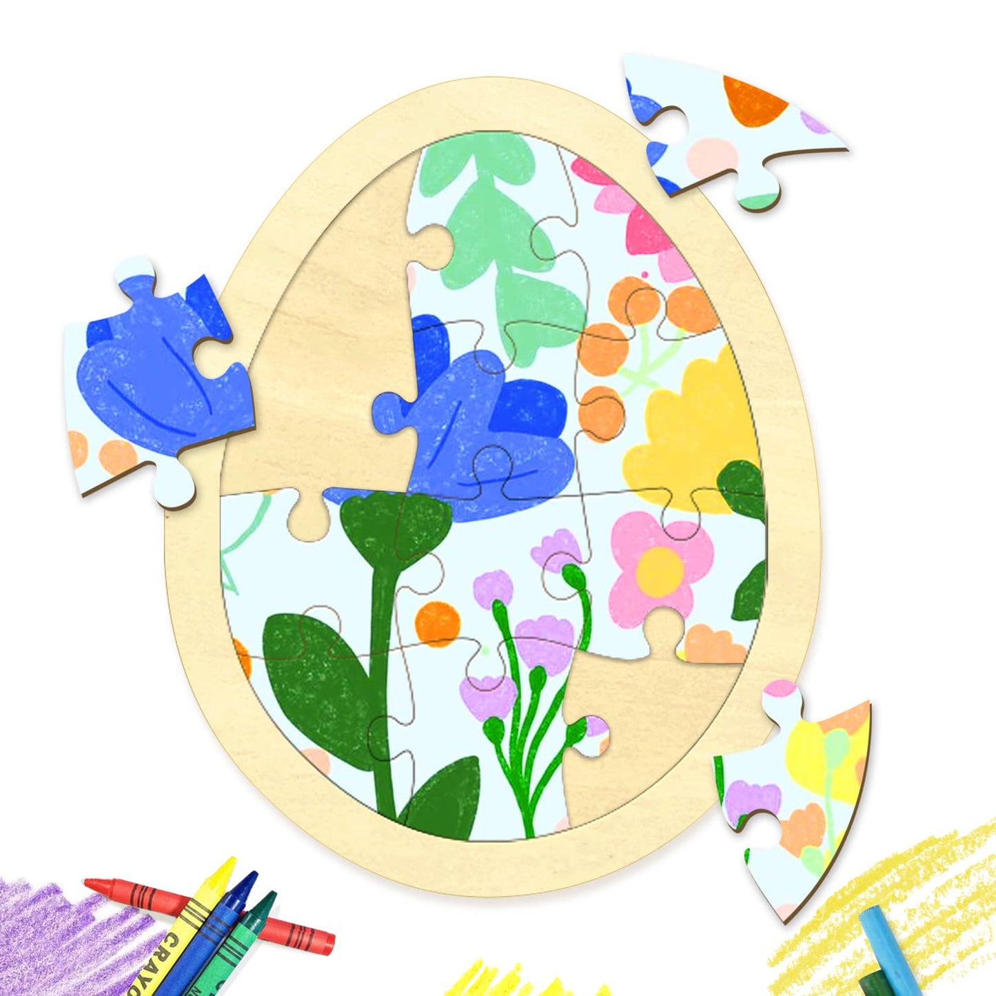 Easter Egg Blank Puzzle With 12 Pieces To Draw On Pack Of 2, Each Piece Is Unique, Blank Wooden Jigsaw Puzzles With Tray For Cra