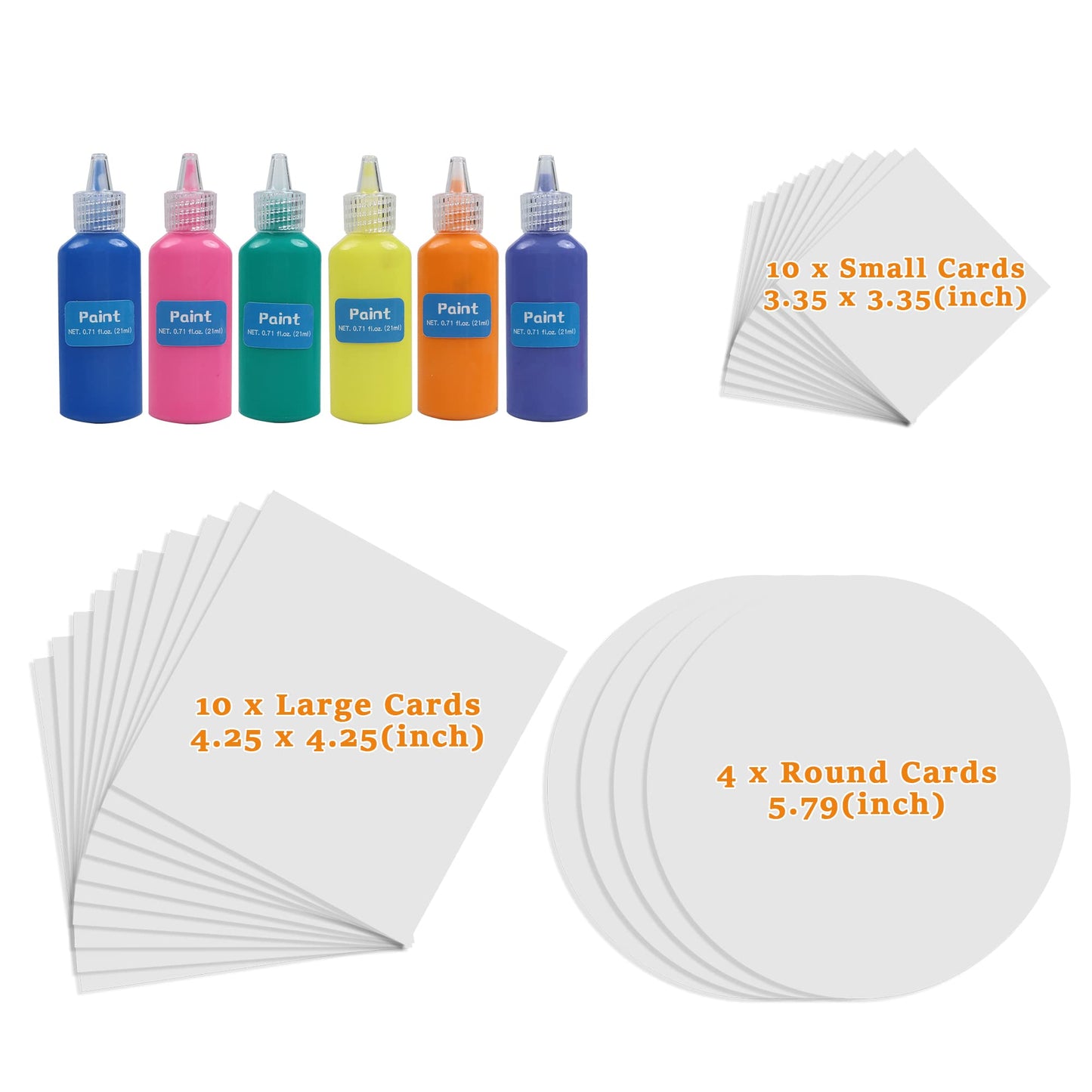 Wings Giant Spin Art Paint Refill Pack Spin Art Machine - 10 X Large Cards - 10 X Small Cards - 4 X Round Cards - 6 Bottles Of C