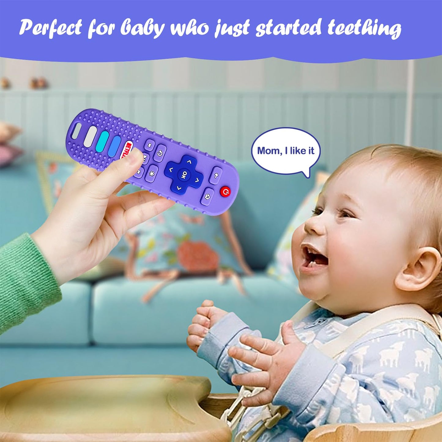 Ersihua 2-Pack Silicone Teething Toys For Baby, Tv Remote Chew Toy Teethers For 3-6 Months, Baby Sensory Toys For 6 To 12 Months