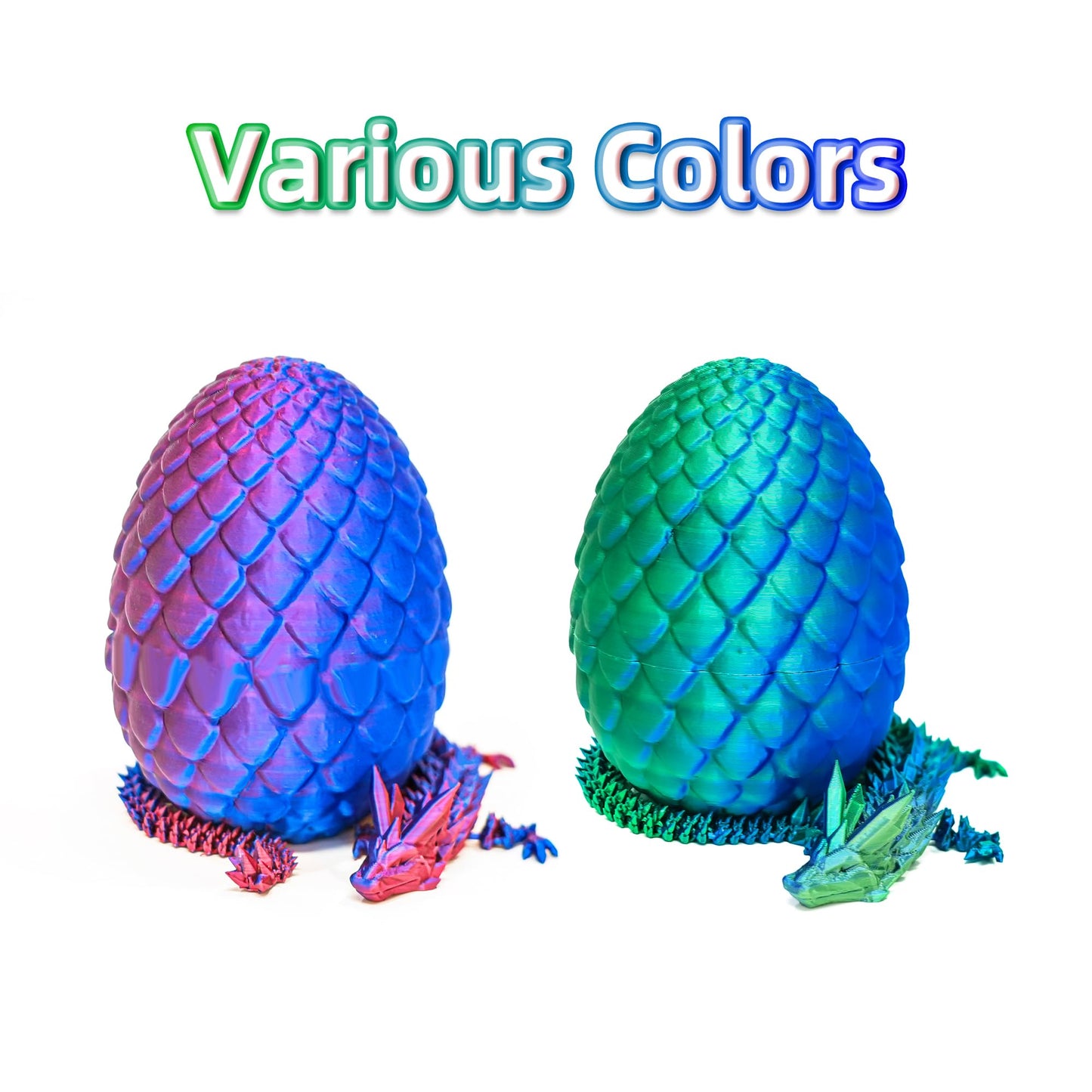 Flavery Dragon Egg - 3D Dragon Egg With Flexible Pearly Sheen Dragon Inside, 3D Printed Surprise Gift, Articulated Dragon Egg Fi