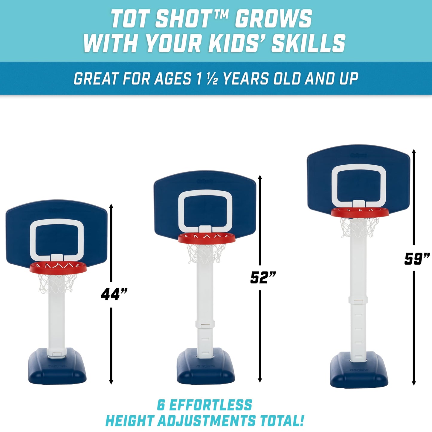 Gosports Tot Shot Toddler Basketball Set - Kids Indoor & Outdoor Toy Hoop With Adjustable Height