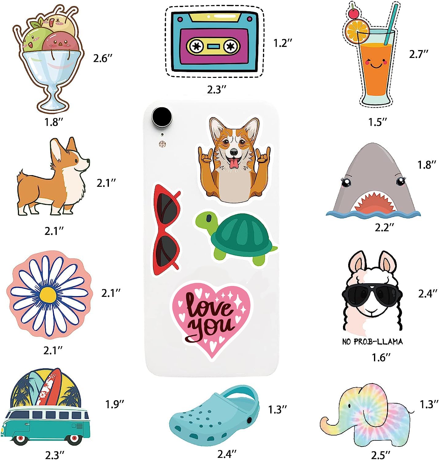 Bekayshad Stickers For Water Bottles, 200 Pack/Pcs Hydroflask Cute Vinyl Vsco Aesthetic Waterproof Stickers Laptop Skateboard Computer Phone Stickers For Kids Teens Girls, Sticker Packs