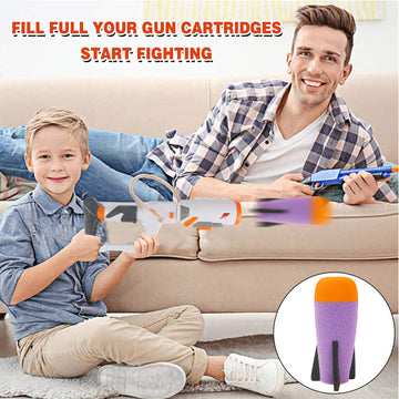 EKIND 3-Pack Mega Missile Refill for Toy Rocket Launcher Foam Compatible for Nerf N-Strike advanced Series (Purple)