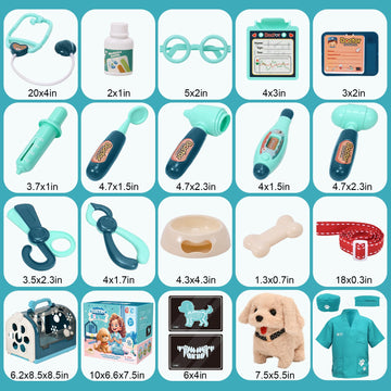 G.C 22Pcs Dog Toys for Kids Doctor Kit, Walking Barking Electronic Interactive Stuffed Dog Vet Kit Costume Pretend Play Puppy Pe