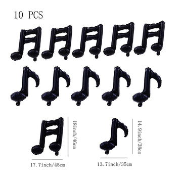 10 Pcs Music Note Black Balloon Mylar Balloon 17 Inch Happy Birthday Balloon Banner Music Balloons Use For Birthday,Birthday Par