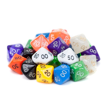 Wiz Dice Bulk Random Polyhedral Dice (D10(00) - 25 Pack) - Polyhedral Role Playing Dice in Unique Colors - DND Accessories for T