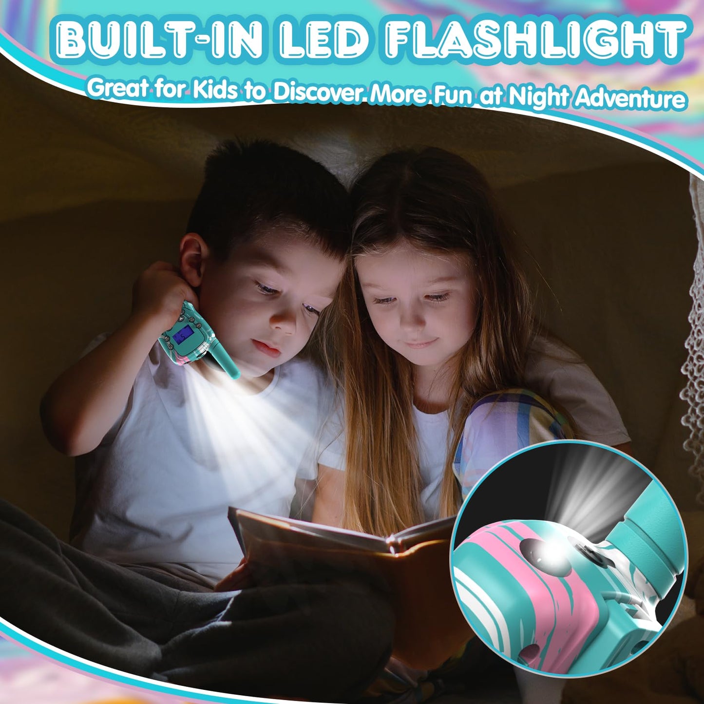 Selieve Toys Gifts For 3 4 5 6 7 8 Year Old Boys, Walkie Talkies For Kids Long Range 2 Pack With 22 Channels, Led Flashlight & V