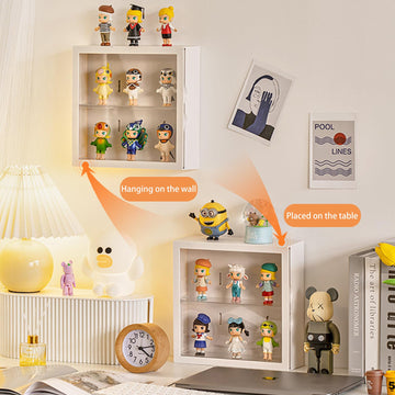 Clear Display Case For Figures, Square Wall-Mounted Doll Storage Box, Adjustable Display Stand With Door Dust And Moisture Proof