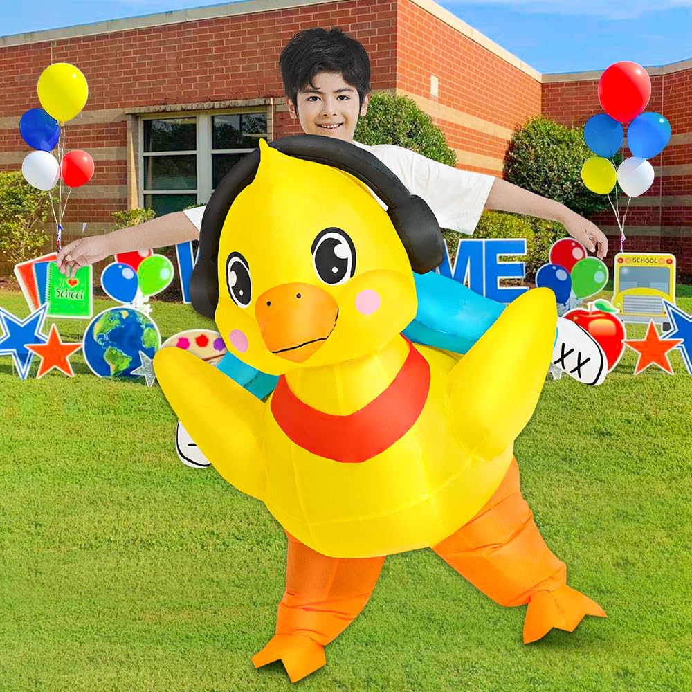 Kids Halloween Inflatable Costume, Ride On Duck Air Blow Up Funny Inflatable Suit, Halloween Costumes For Girl/Child 7-10 Yrs