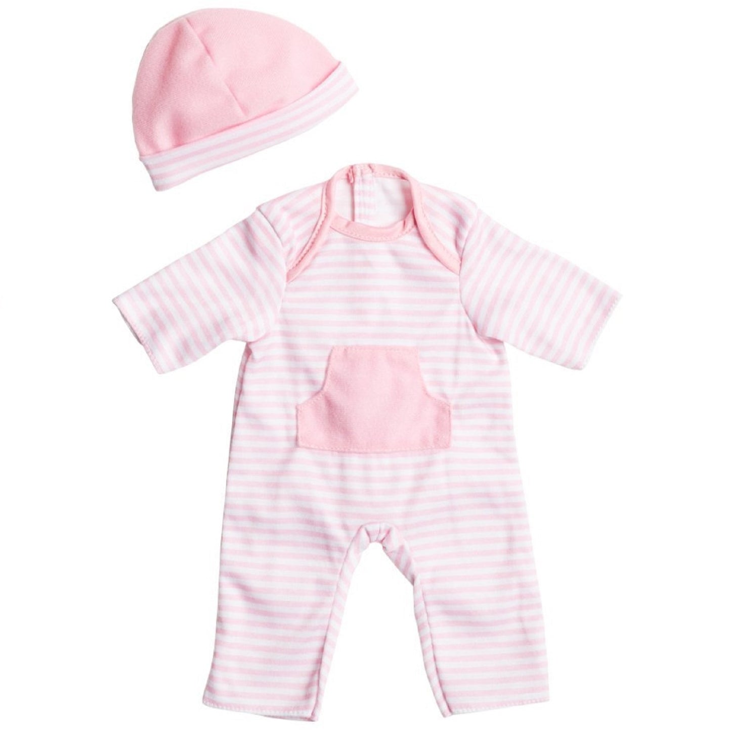 Jc Toys | Berenguer Boutique | La Baby Doll Outfit | 2 Piece Light Pink Striped Onesie|Washable| Ages 2+ | Fits Dolls 9'- 12'