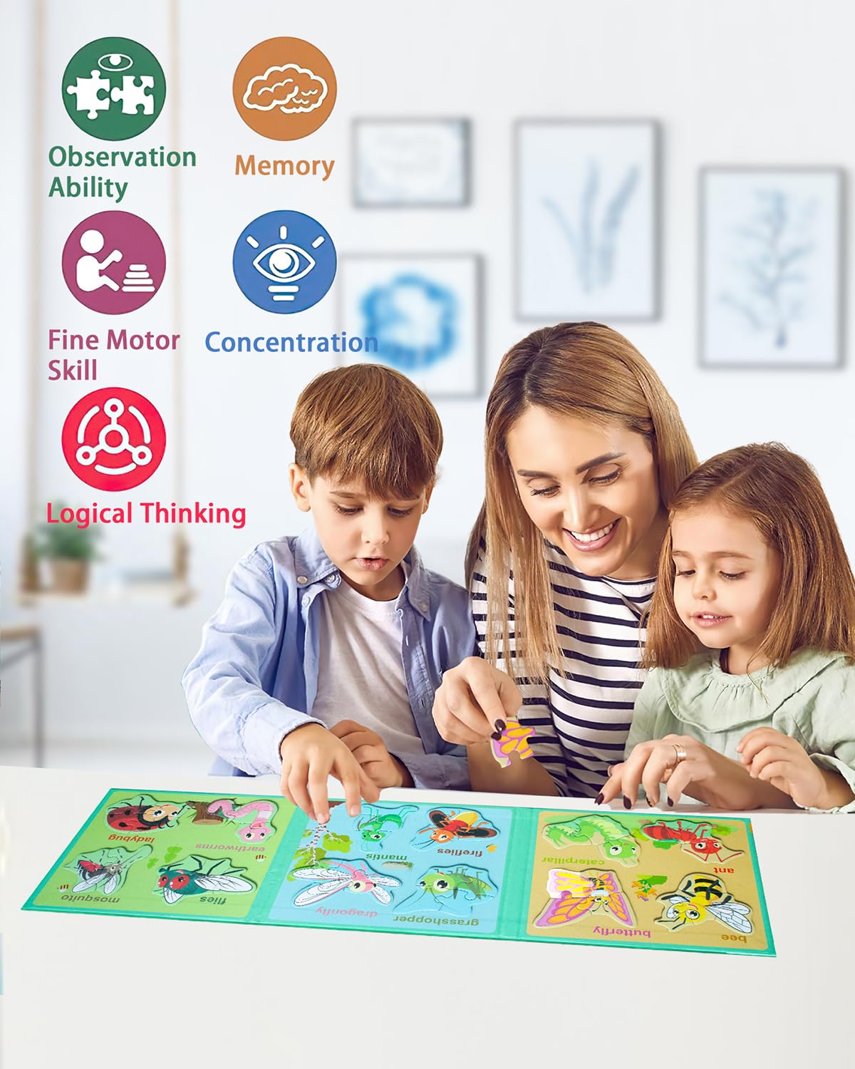Magnetic Puzzles For Toddlers 1-3, Travel Puzzles For Kids Ages 2-4, Animal Activities Toy Wooden Jigsaw Puzzles Book For Boys &