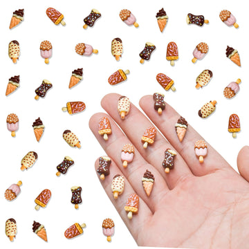 60 Pieces Mini Ice Cream Decor for Dollhouse Accessorie Mini Food Dessert for Crafts Tiny Resin Ice Cream for Dollhouse Mini Kit