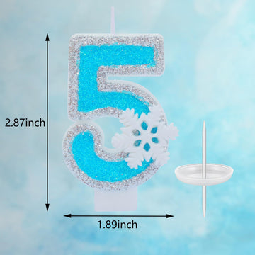 Blue Frozen Birthday Party Decorations, White Snowflake Number Candles 0-9, Kids Adults Birthday Anniversary Wedding Party Suppl