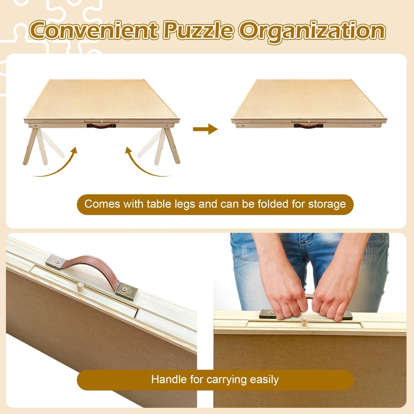 Talgic 1500 Piece Wooden Puzzle Board With 6 Drawers, Cover And Legs, 27'X35' Rotating Adjustable Jigsaw Puzzle Table For Adults, Portable & Folding Puzzle Accessories For Birthday Gift