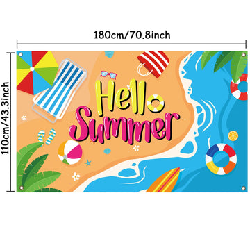 Beach Backdrop Decorations Hawaiian Pool Party Banner Pool Surfboard Background For Birthday Summer Themed Party Supplies Favors