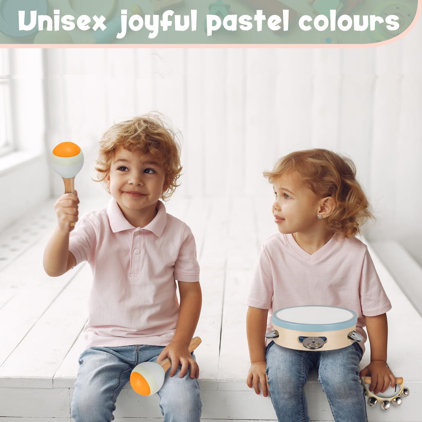 Stoie'S Wooden Musical Instruments For Toddlers, Montessori Music Toys For Kids, With Xylophone, Tambourine And Maracas, Educati