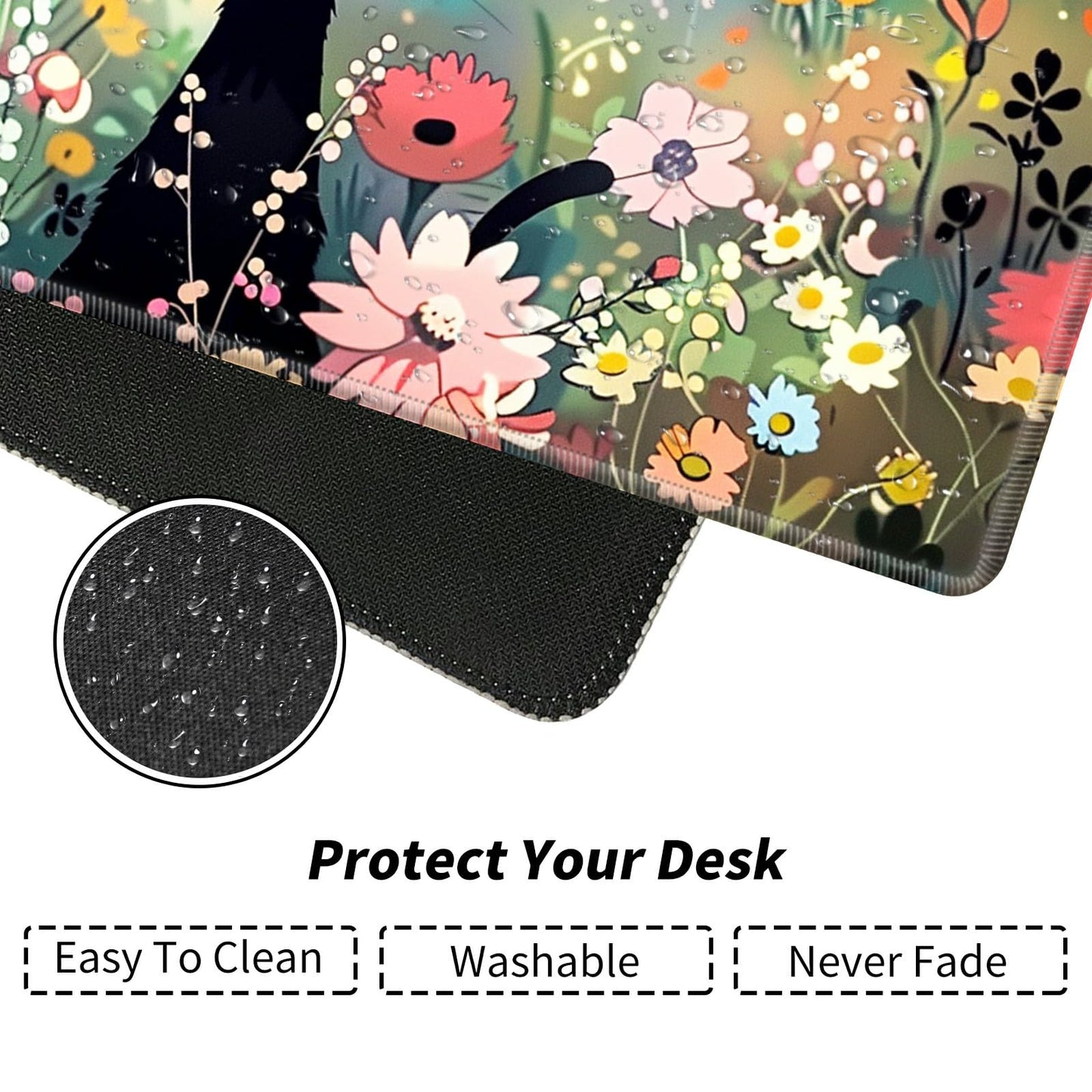 Bfdhgqzc Black Cat Among Flowers For Mtg & Tcg Playmat, 24'' X 14'' Mouse Pad For Mtg/Rpg/Ccg Trading Card Games