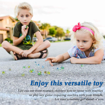 Powerking 200Pcs Bulk Glass Marble, Colorful Cat Eyes 9/16 Inch Round Marble Toy, Mixed Colors