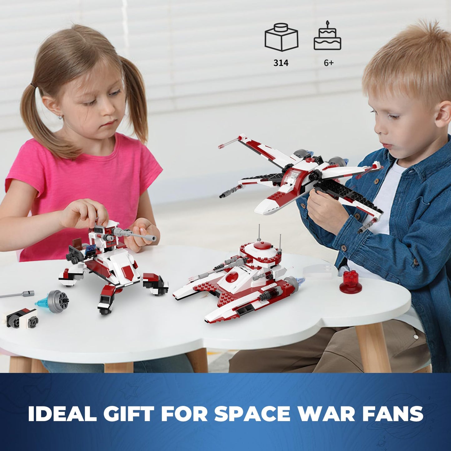 QLT 3 in 1 Space Wars Building Set - X-Wing Fighter, Republic Tank, AV-7 Cannon, Plastic, Model YC329, Compatible with Lego, Ages 6+