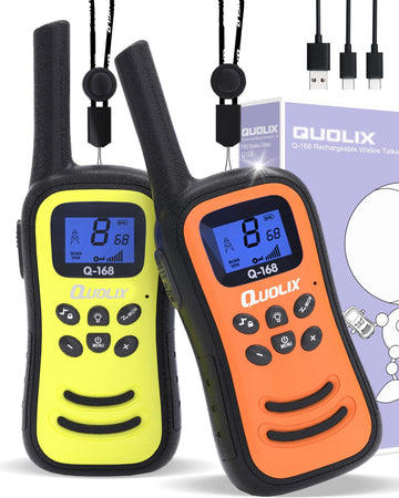 Quolix Walkie Talkies For Kids 2 Pack, Rechargeable Toys For 3-12 Yro Boys, Long Range Kids Walkie Talkie With 8 Channels & Flas