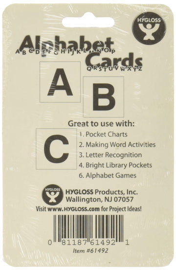Hygloss Products Alphabet Cards For Pocket Chart, A-Z - Uppercase - 3' X 3' - 30 Qty
