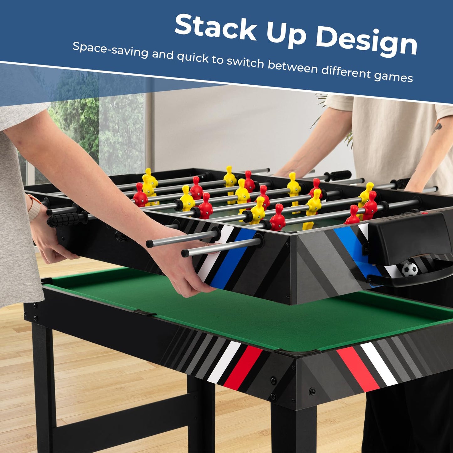 Gymax 49'' Multi Game Table, 4 In 1 Game Table With Foosball Table, Pool Billiards, Air Hockey & Table Tennis, Complete Combinat