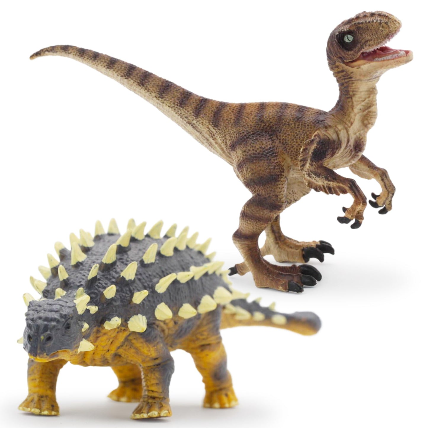 Gemini&Genius Ankylosaurus And Velociraptor Dinosaur Toys For Kids, Lifelike Dino Action Figures, Great For Collection Gifts, Cake Toppers, Toddler Stocking Stuffers, Kids Fun Party Favors