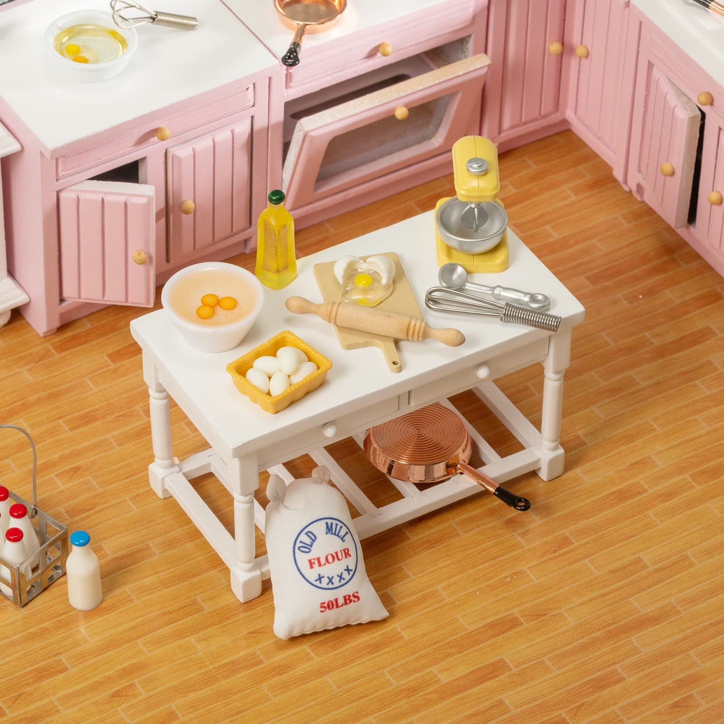 Samcami Miniature Dollhouse Accessories - Dollhouse Furniture 1 12 Scale - Mini Stuff For Dollhouse Kitchen - Stand Mixer, Kitchen Scale, Flour, Rolling Pin And Others
