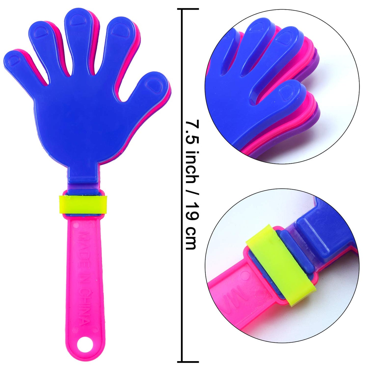 Resinta 24 Pieces Hand Clappers Plastic Noisemaker Noise Makers With Drawstring Bag For Fiesta Party Birthday Favors, 7.5 Inch