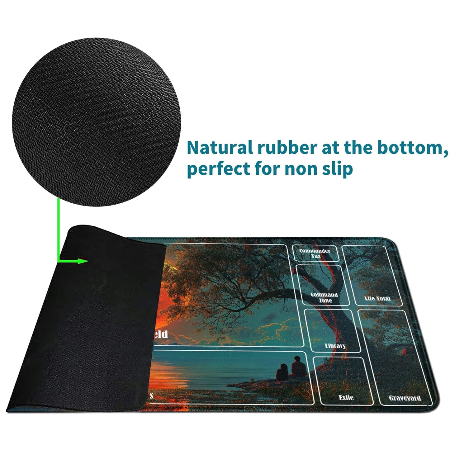 RWUTYTIUL Moon Tree Card Cardplaymat 24 x 14 Inch with Tube Bag, Card Gameplay Desk Mats with Zones Commander Deck Board MTG RPG