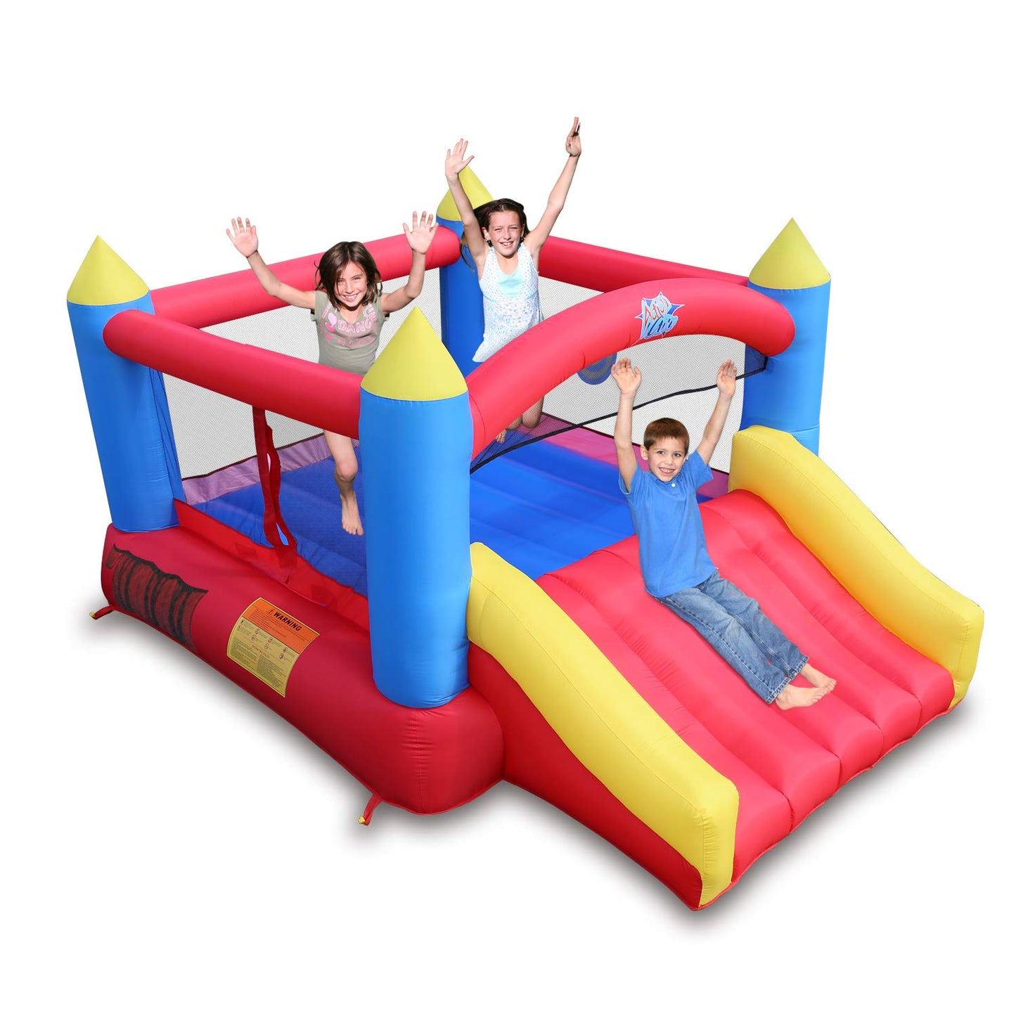 ACTION AIR Bounce House, Inflatable Bouncer Without Air Blower, 450W/0.6HP Blower Needed to Operate, Durable Sewn with Extra Thi