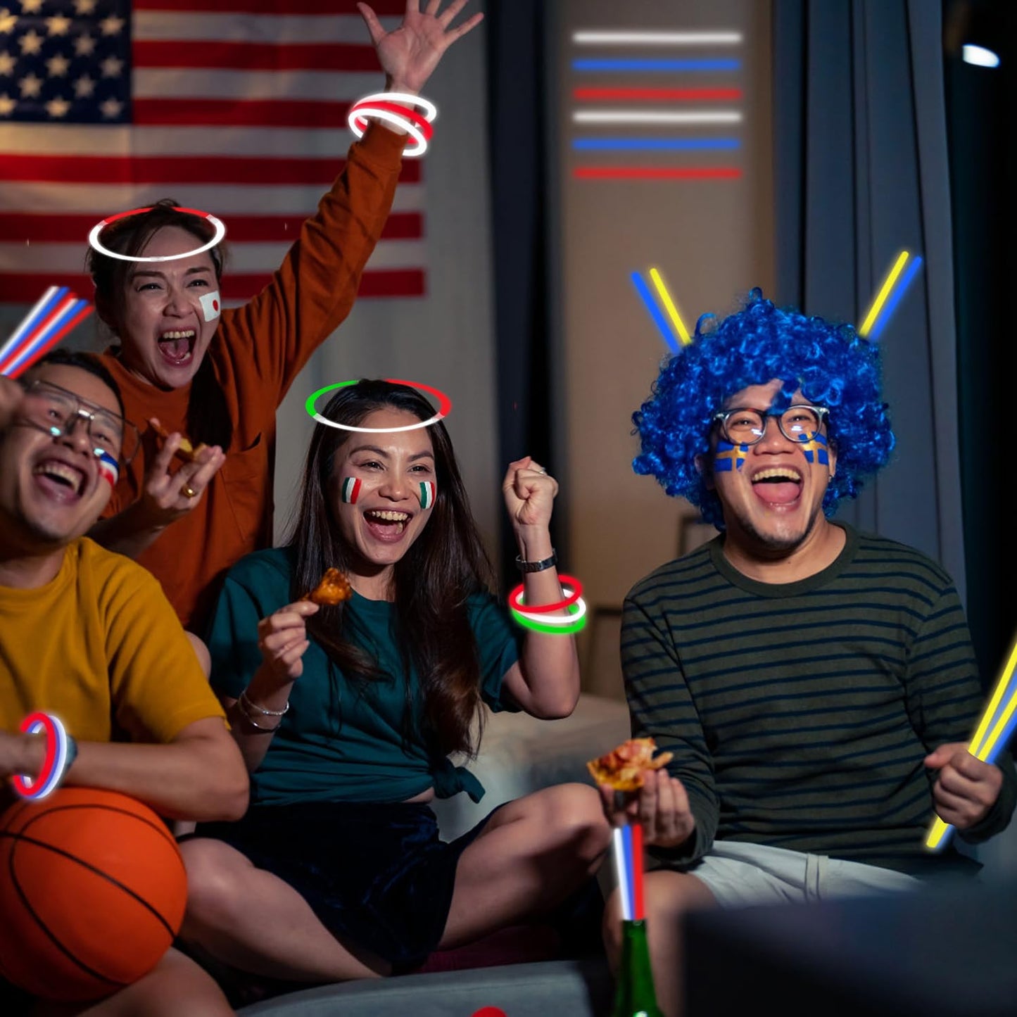 Yofobu Glow Sticks Bulk Light Up Bracelet Glow Necklaces With Connectors 50Ct 8' Glowsticks 4Th Of July Neon Party Supplies For Hawii Carnival Christmas New Year Birthday Wedding (Colorful)