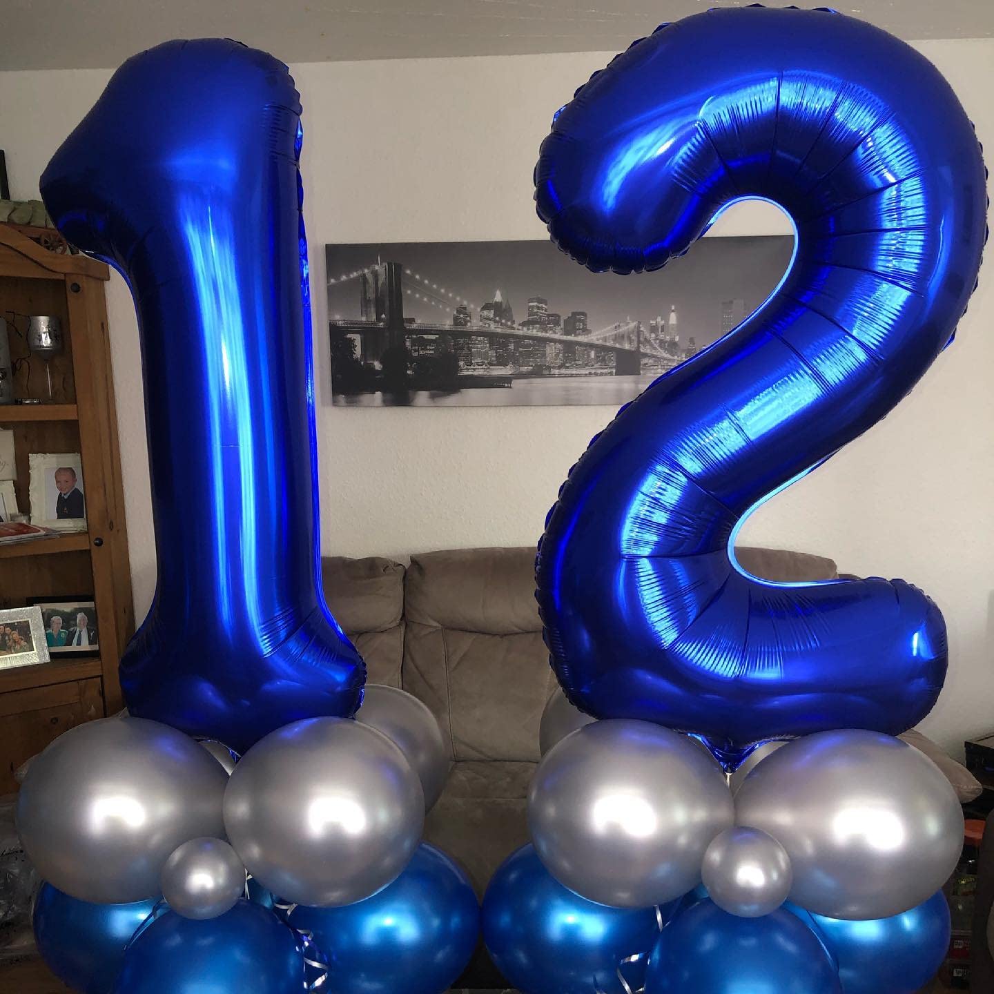 LHOAVWE 40 Inch Navy Blue 21 Number Balloons - Jumbo Foil Mylar Helium Digital Birthday Decorations for 12th & 21st Anniversaries