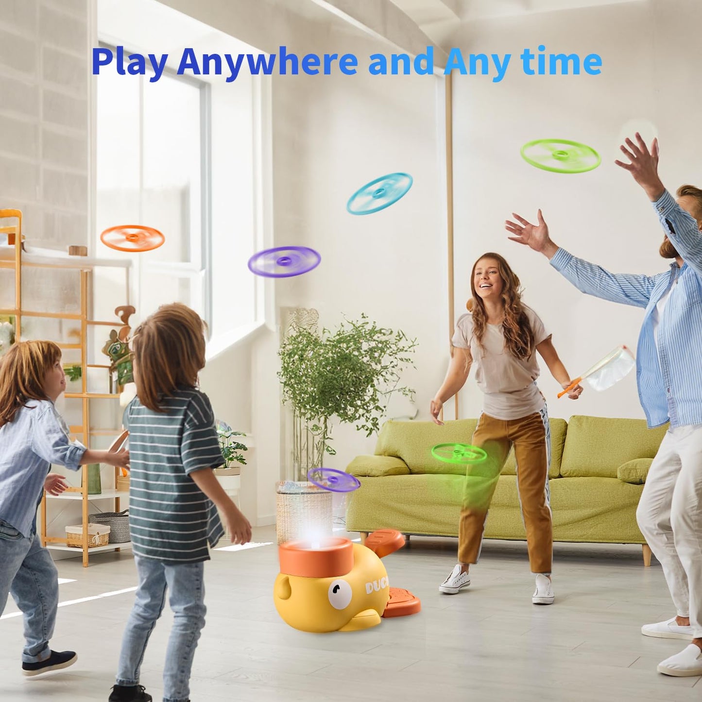 Outdoor Toys,Toys For Age 5-7,Outside Toys For Kids,Yellow Duck Disc Launcher,Flying Disc Chasing Games,Fun Family Yard Activiti
