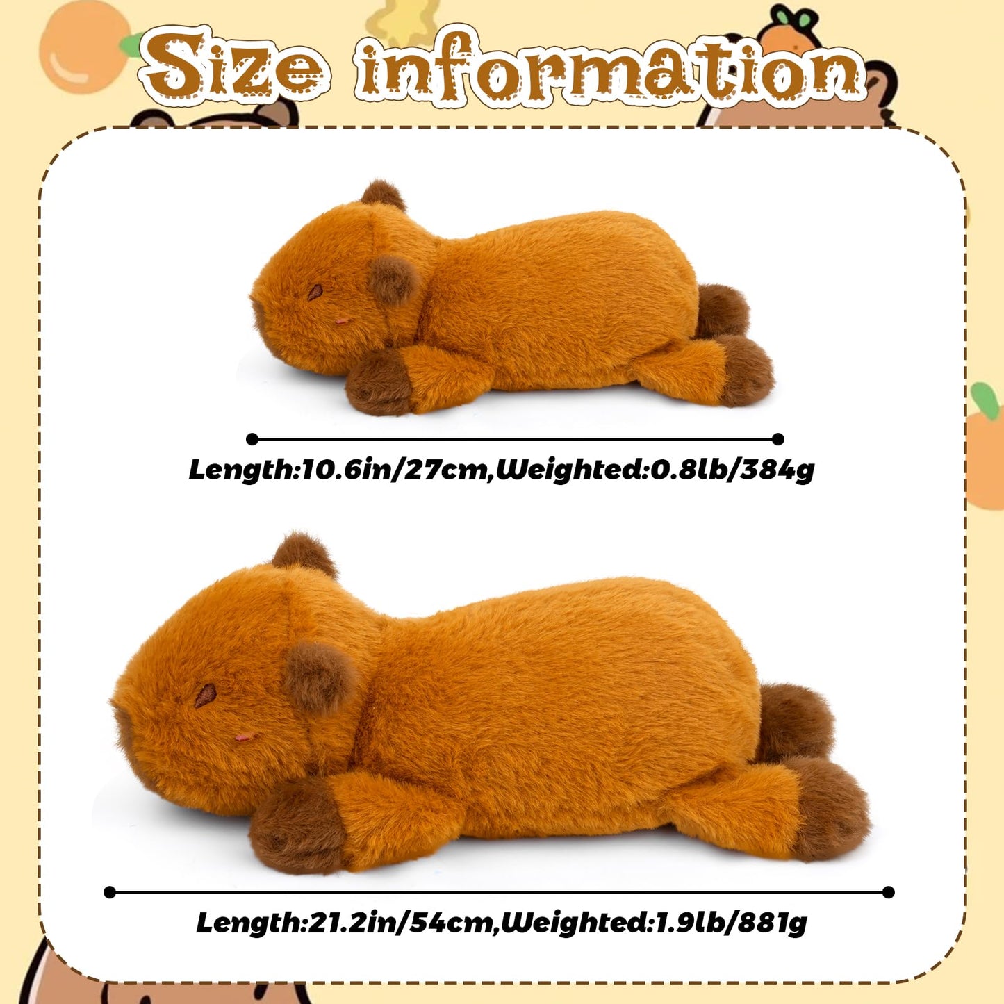 Kophinye Weighted Capybara Stuffed Animal,21In 1.9Lb Weighted Stuffed Animals Soft Capybara Plush Pillow For Kids, Cute Huggable