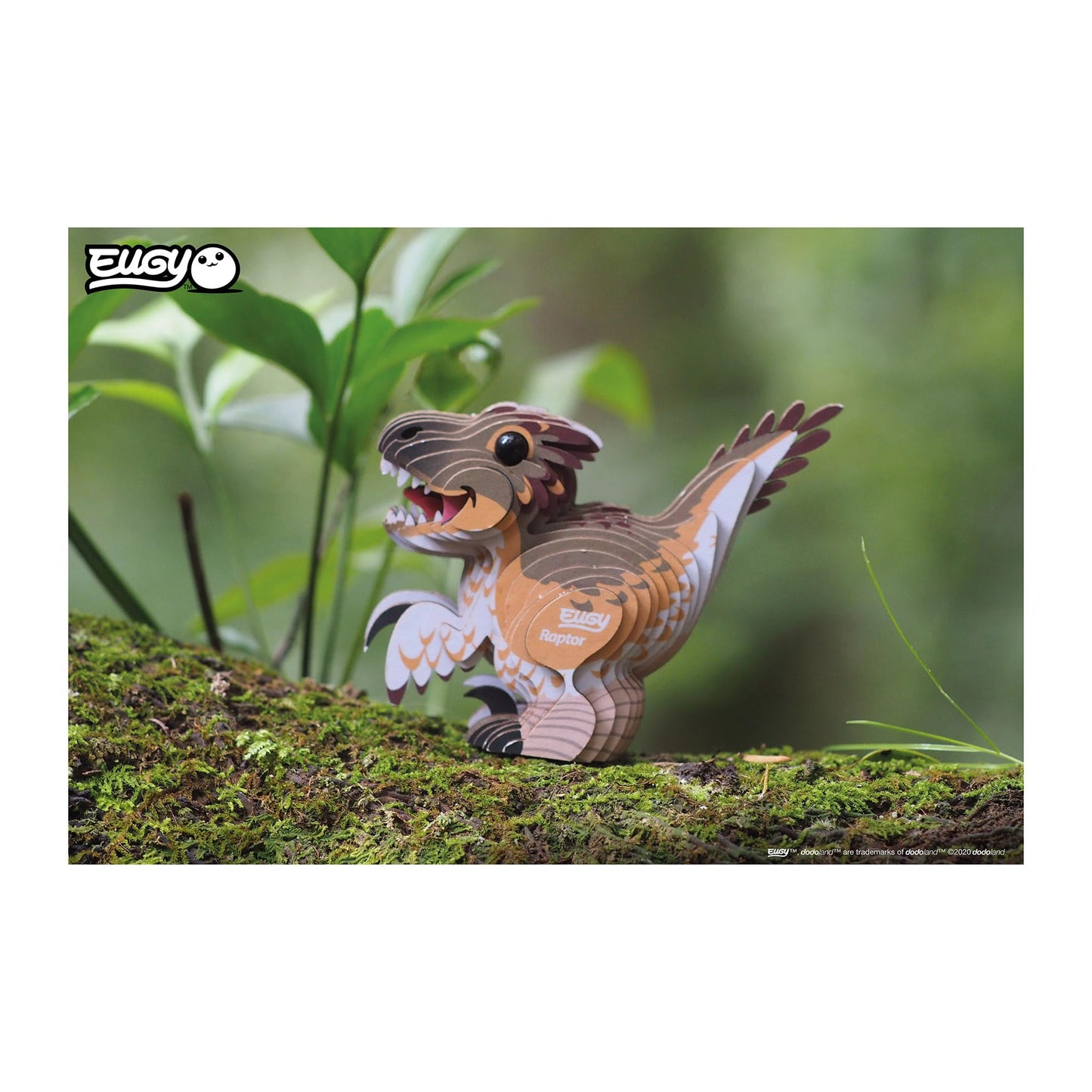 Eugy Raptor Dinosaur 3D Puzzle, 25 Piece Eco-Friendly Educational Toy Puzzles For Boys, Girls & Kids Ages 6+