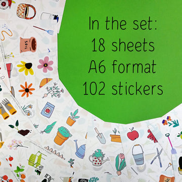 102Pcs Garden Stickers For Kids, Gardening Stickers For Scrapbooking, Garden Party Favors, Planting Gardening Gifts For Girls, F