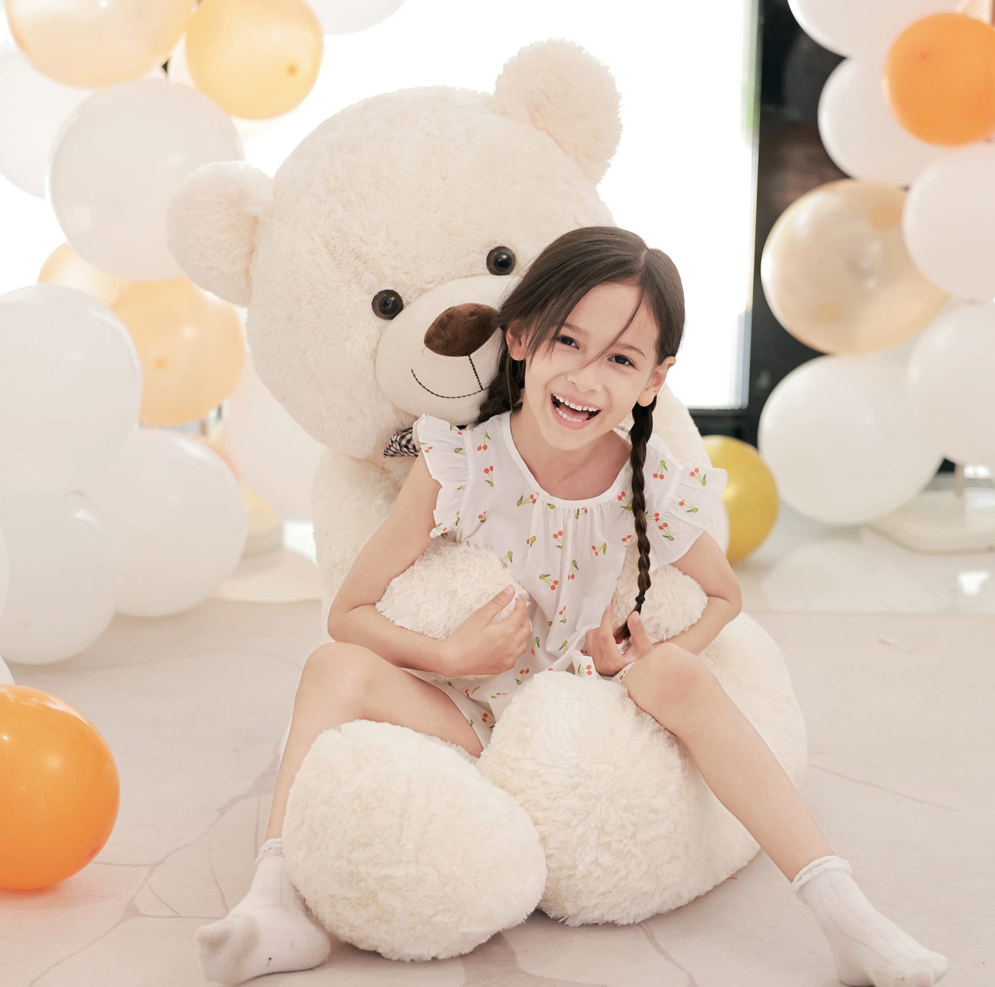 Poutmac Big Teddy Bear 4Ft Giant White Soft Stuffed Animals Cute Plush Toy For Girlfriend Women Kids For Valentine'S Christmas B