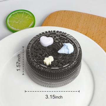 Big Sandwich Cookies Taba Squishy Kit - Silicone Handmade Biscuit Fidget Toys for Kids (Clear Black)