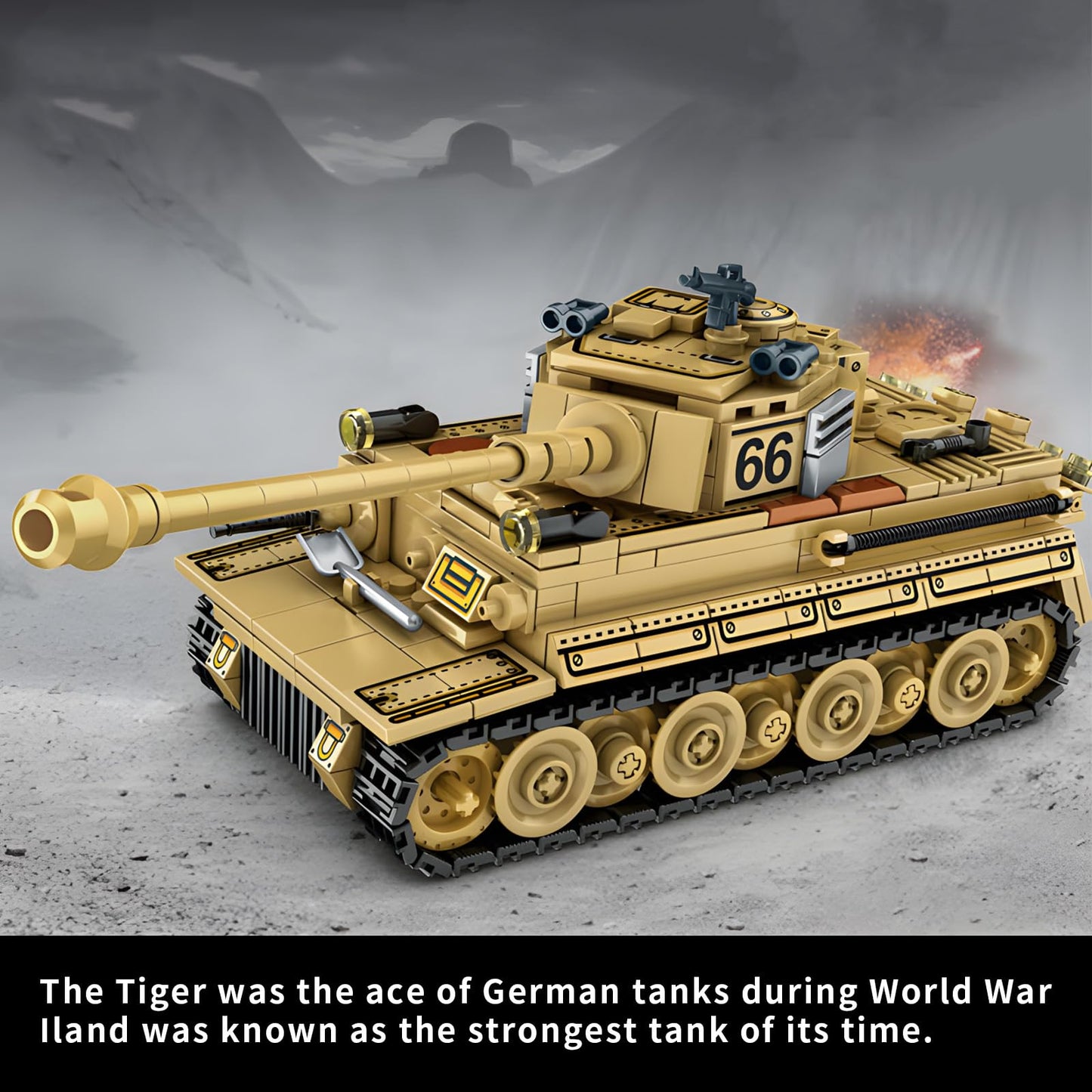 WW2 2 in 1 Army Tank Building Blocks Kit Create an American M4 Sherman & a German Tiger Tank Military Toy Sets Birthday for Age