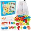 Coogam Read Spelling Learning Toy, Wooden Alphabet Flash Cards Matching Sight Words ABC Letters Recognition Game Preschool Educa