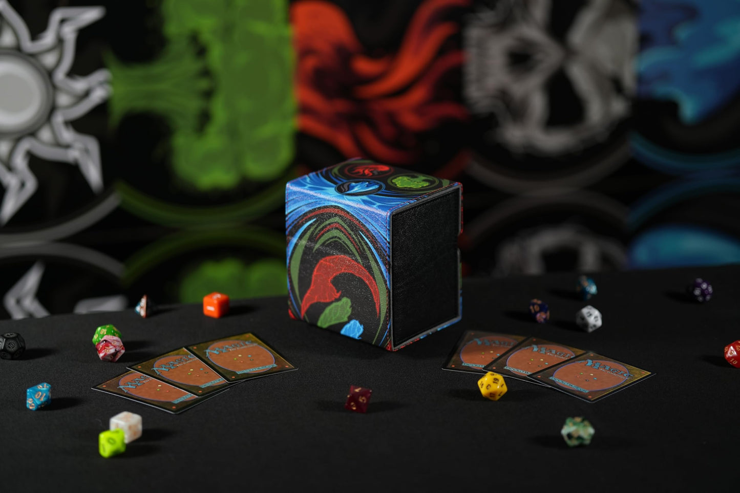 Ai protective covering MTG Commander 100+ Card Custom Art Deck Box With Storage (Blue/Red/Green)