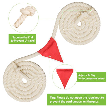 Thadavo Tug of War Rope with Flag for Kids and Adults, Soft Cotton War Rope for Field Day Family Reunion Birthday Party Games, O