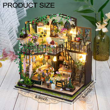 DIY Miniature Dollhouse Kit, Mini House Making Kit with Furnitures and Light, Tiny House Kit to Build for Adults, Hobby Craft Gi
