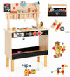 Pairpear Wooden Kids Tool Bench, Toddler Workbench With 71 Pcs Tool Set, Wooden Toy Play Worshop Toolbox With Drill, Hammer, And
