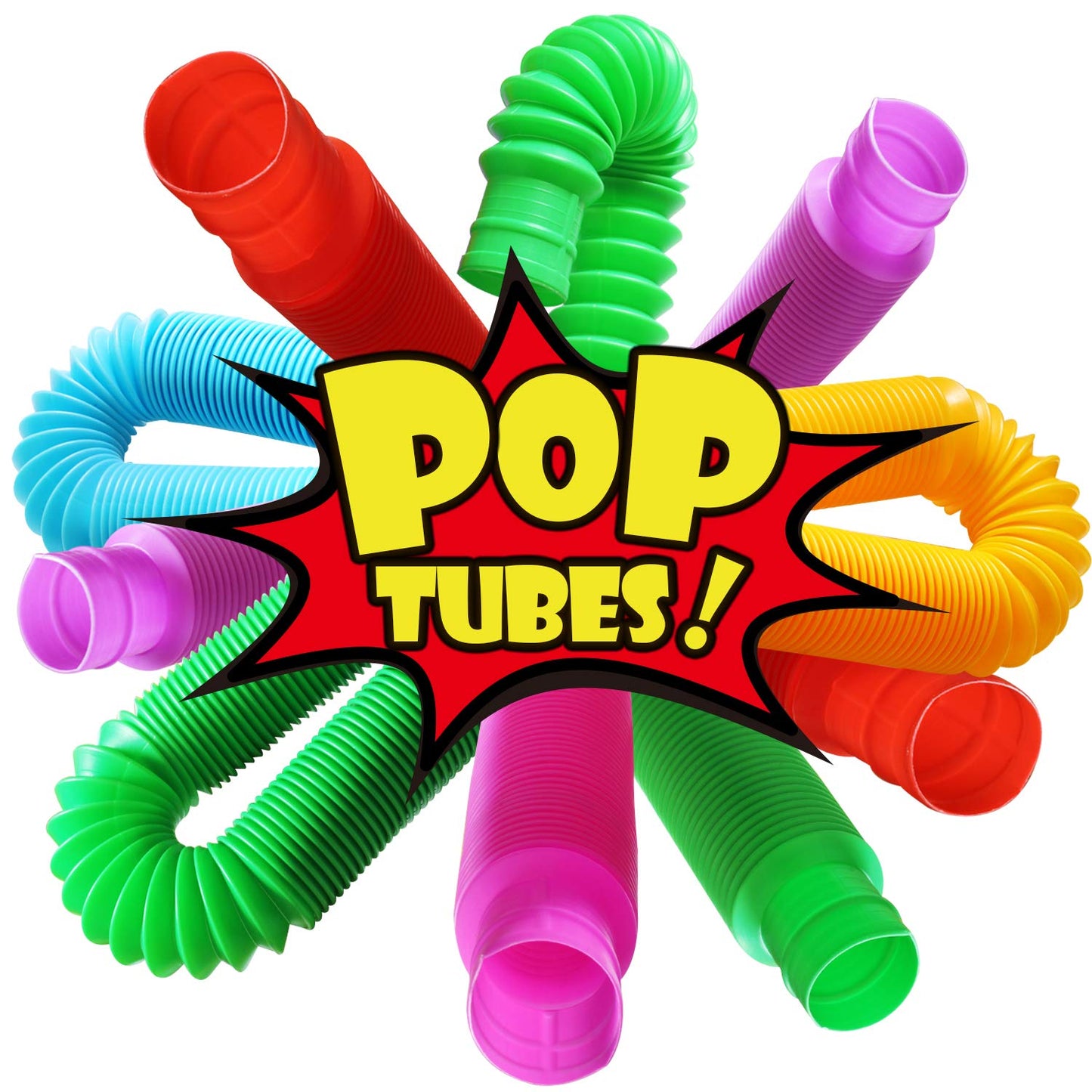 Novelty Place 6 Pack Pop Tubes Fidget Toy For Kids And Adults, Colorful Heavy Duty Tube Toy For Construction - Sensory Educational Toys Relieve Stress, Autism, And Anxiety
