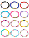 Cooluckday Heishi Surfer Bracelets For Women Vsco Boho Beaded Bracelet Friendship Polymer Clay Rainbow Bracelet Stack Vinyl Disc